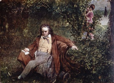 Postcard depicting Ludwig van Beethoven in the forest, c.1910 by Hans Leithner
